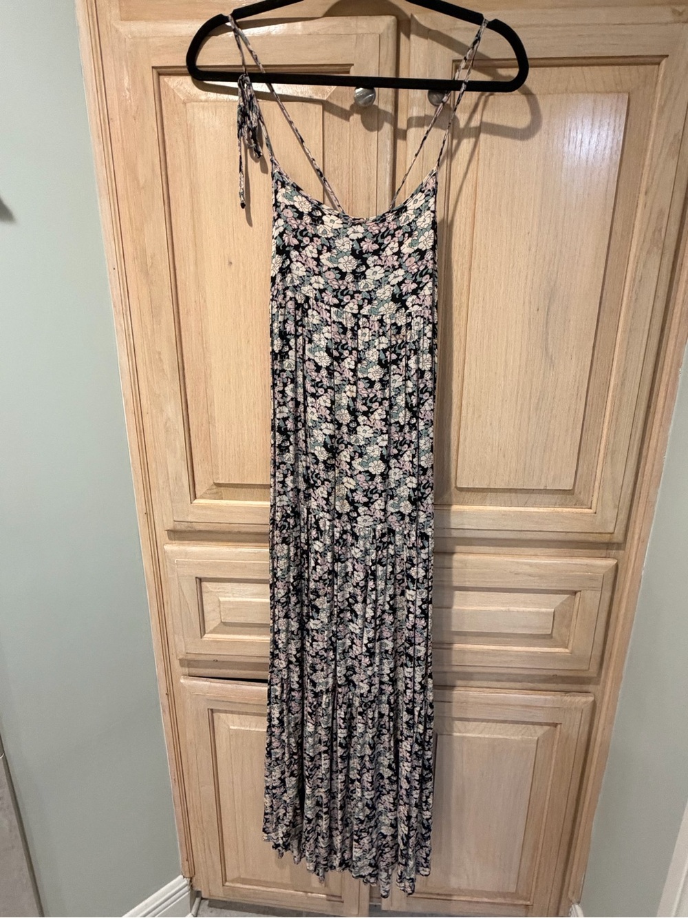 NATURAL LIFE Black Floral Maxi Dress with Pink & Mint Blossoms